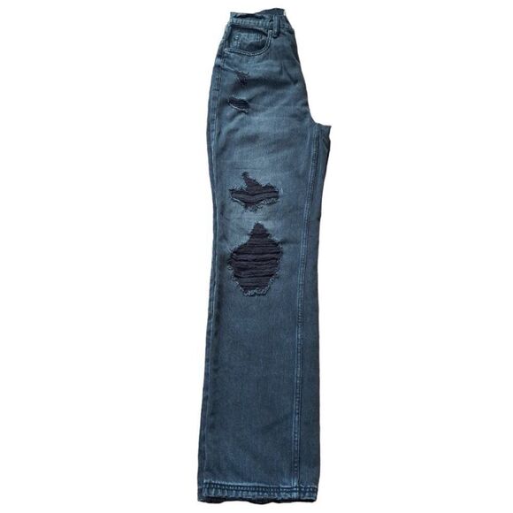 We The Free People Curvy Straight Factory Ripped Black High Waist Denim Jeans 29 - Picture 5 of 8